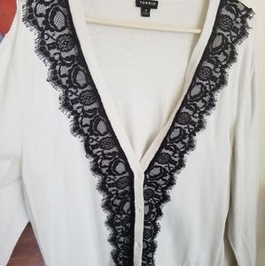 Black lace detail v neck cardigan. Torrid size 3